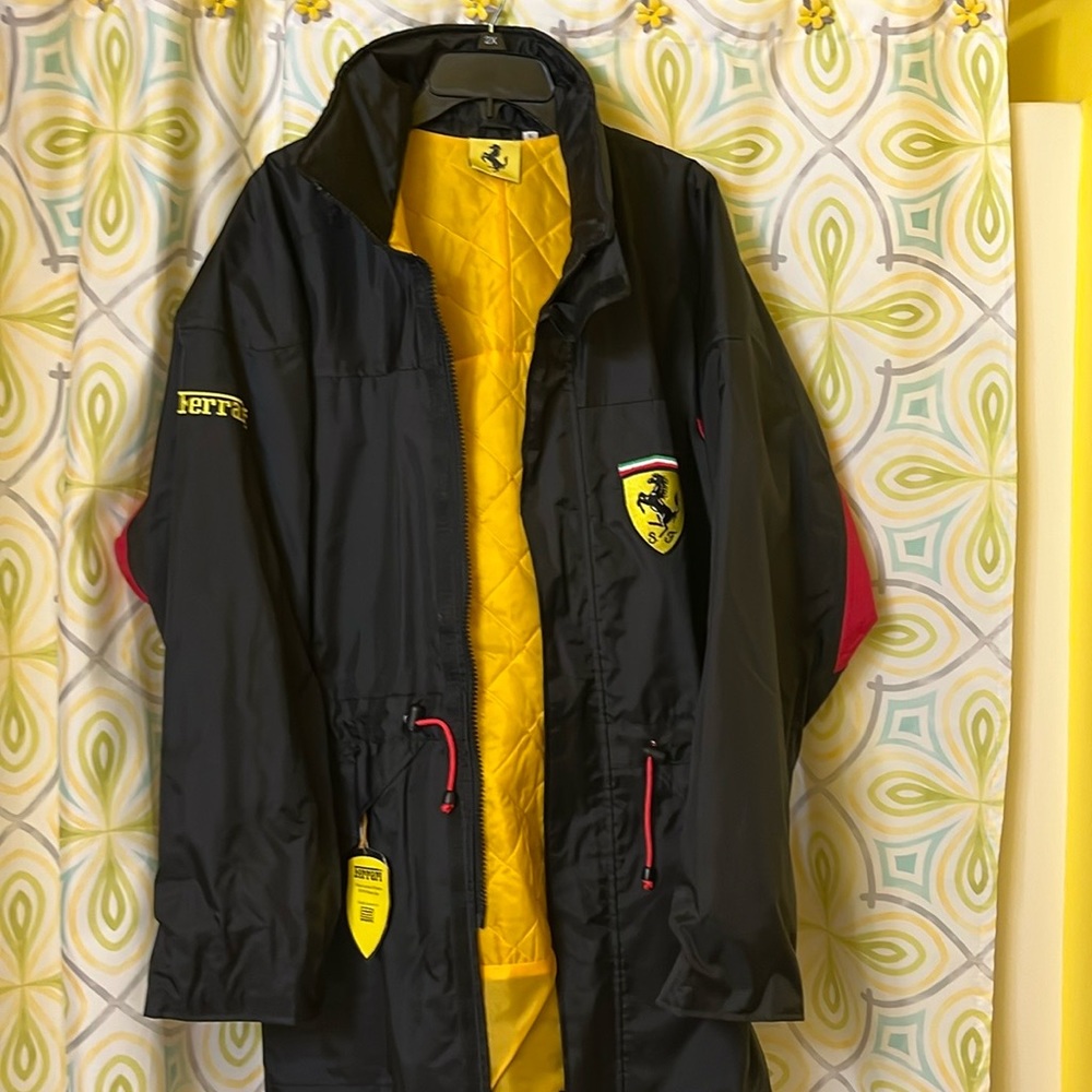 Vintage 90’s Ferrari jacket new with tags, black and red with yellow stitching